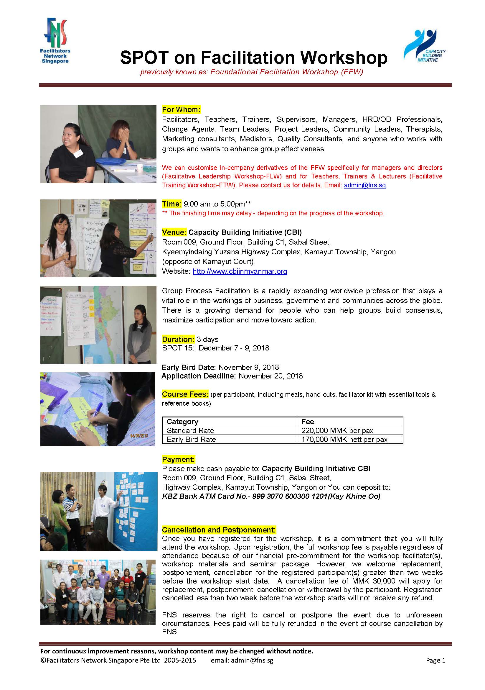 Invitation: SPOT on Facilitation Workshop (July 31 to August 2, 2019)